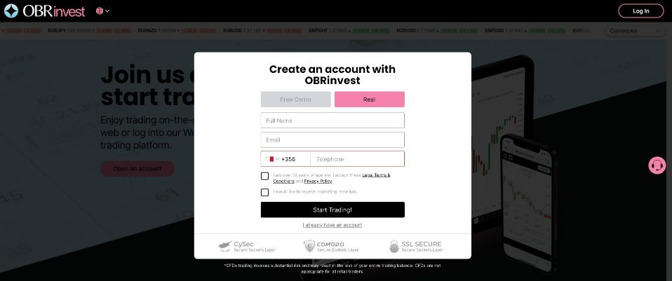 OBRinvest Account Opening